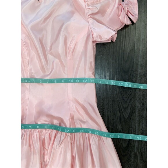 Alfred Angelo Vintage 80s 90s Dress Pink Bow Drop Waist Prom Dress - Picture 14 of 15